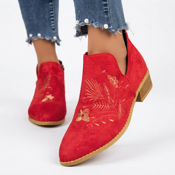 Botas de Tobillo con Tacón de Punta Elegante para Mujeres