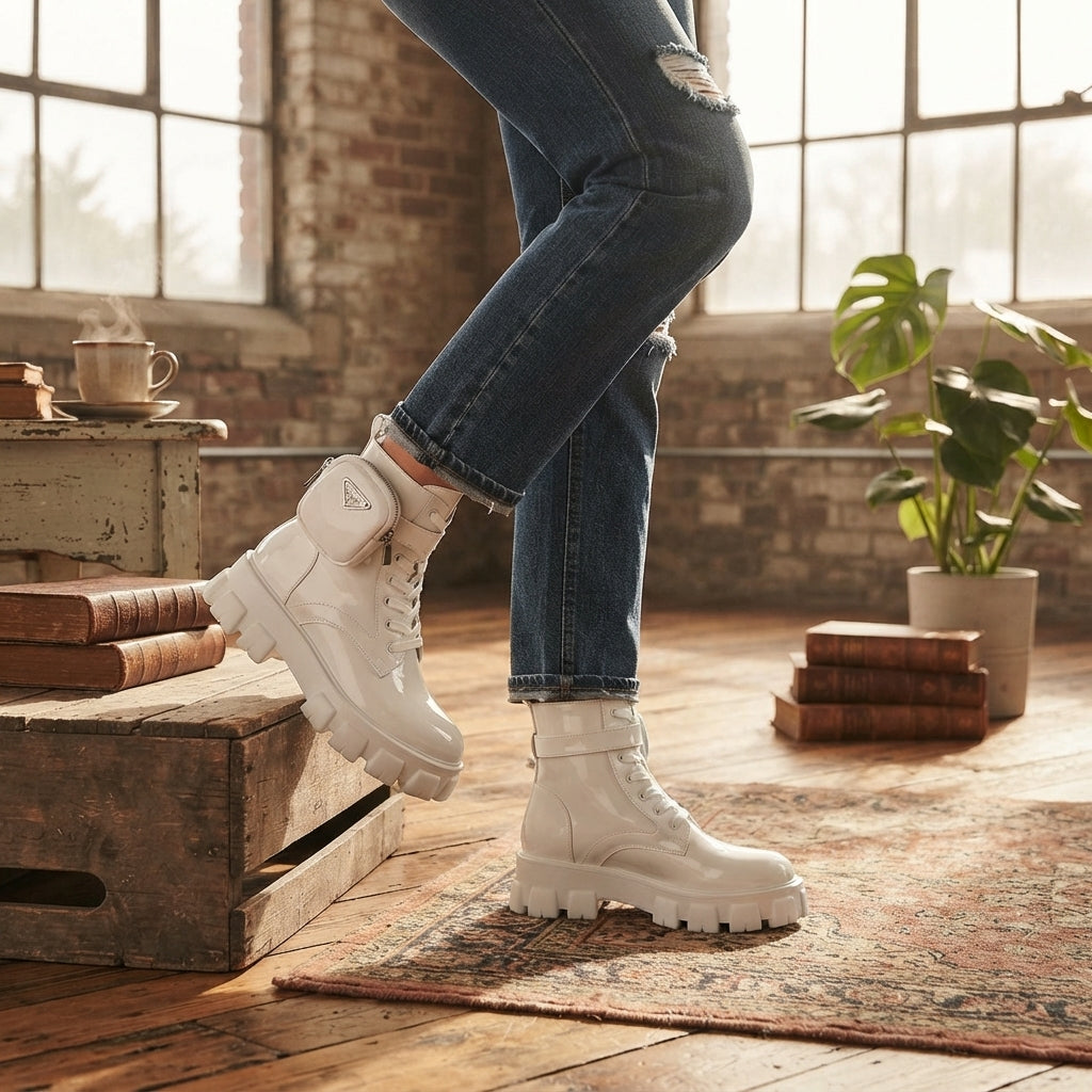 Botas de combate de plataforma estilo urbano para mujer