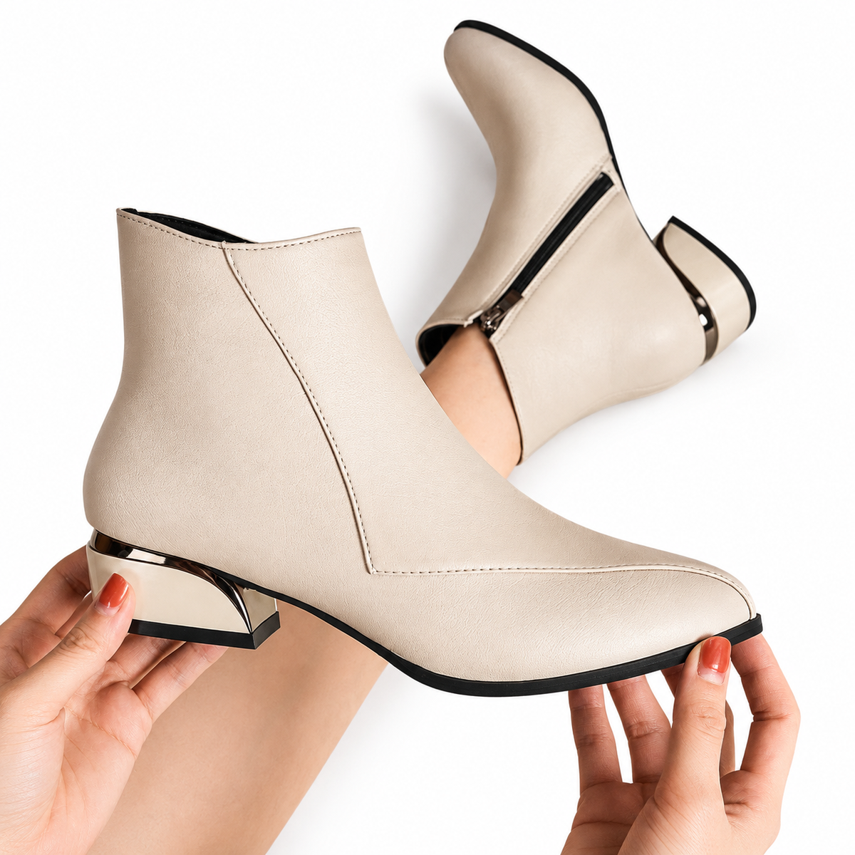 Botas de Tobillo con Tacón y Punta Afunada para Mujeres