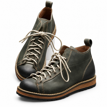 Botas de Combate de Cuero Rústico para Hombre