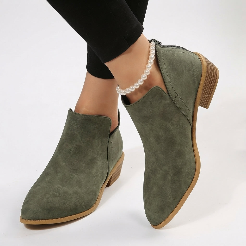 Botas de Tobillo con Tacón Cómodo y Punta Afiliada para Mujer