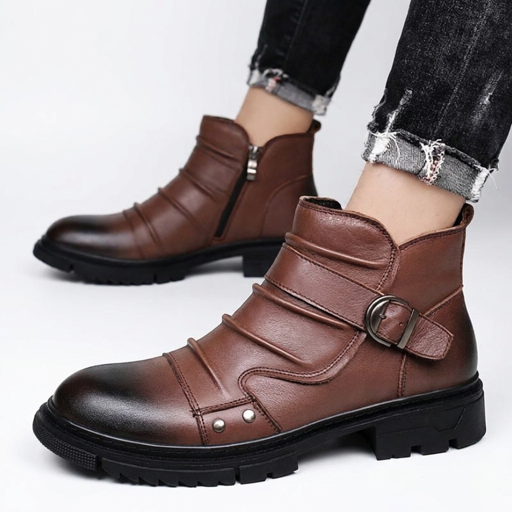 Botas de Cuero con Hebilla para Hombre