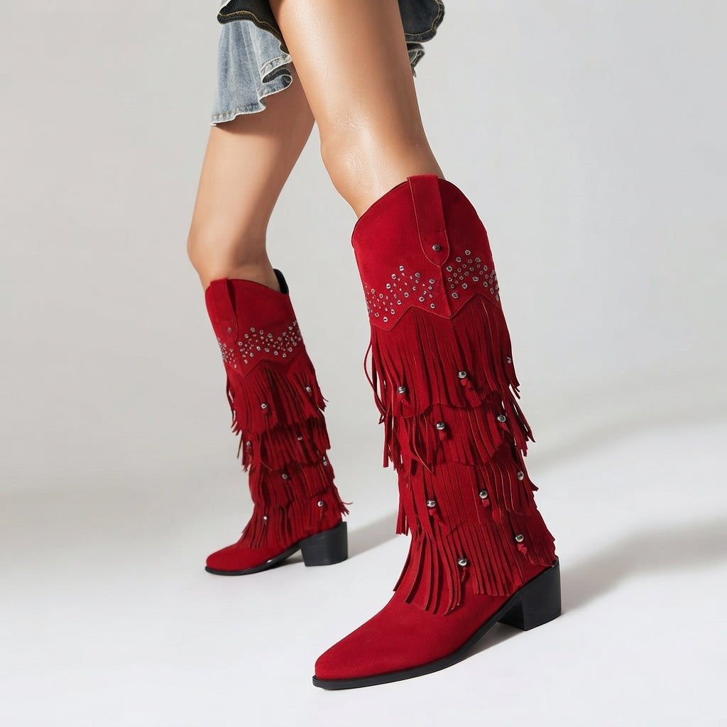 Botas de Cowboy de Ante hasta la Rodilla para Mujer