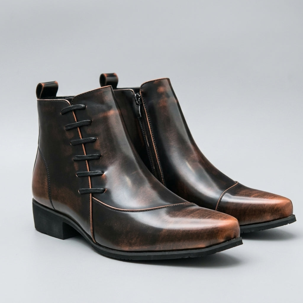 Botas de Cuero de Puntera Afilada para Hombre