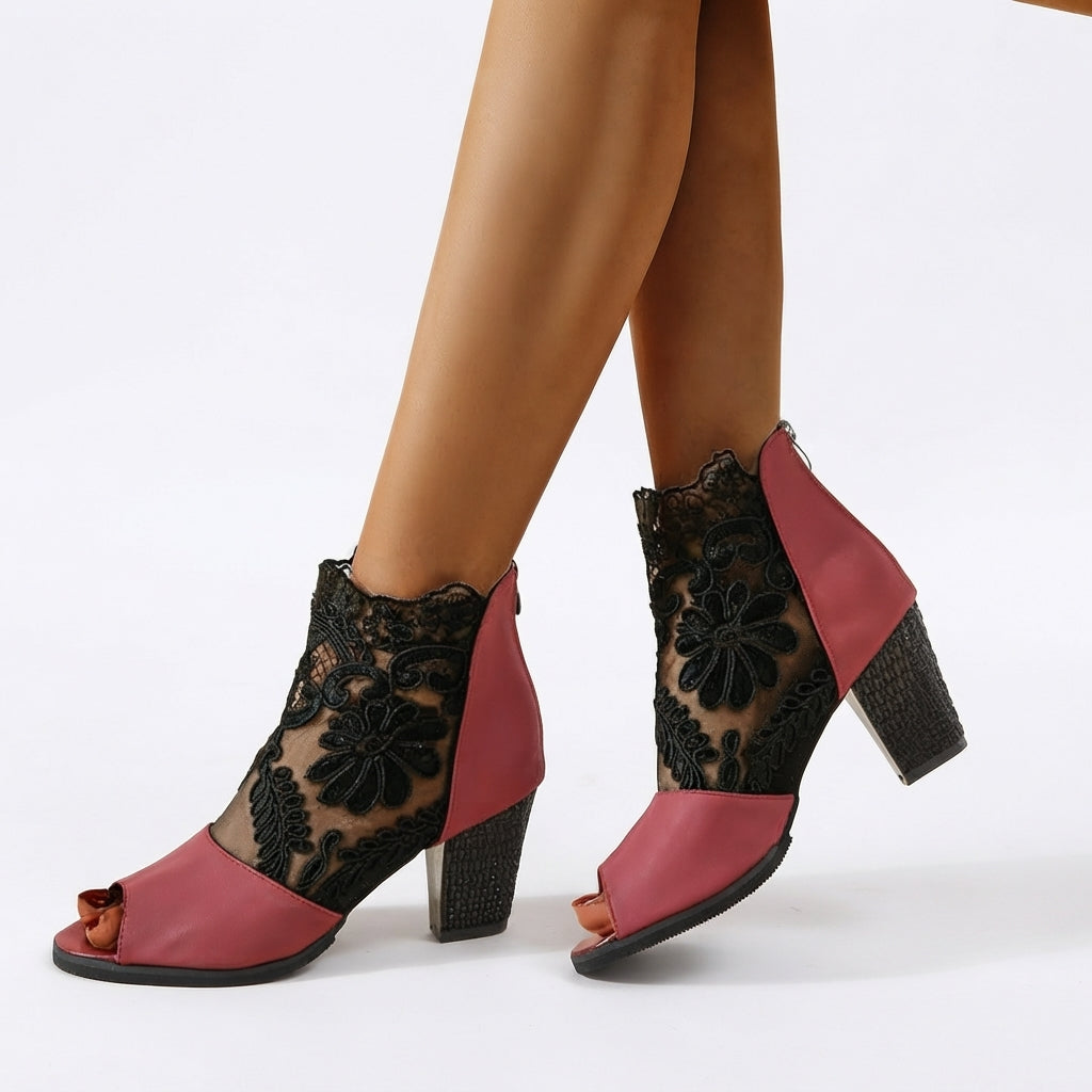 Botas de Tobillo con Tacón Abierto para Mujeres