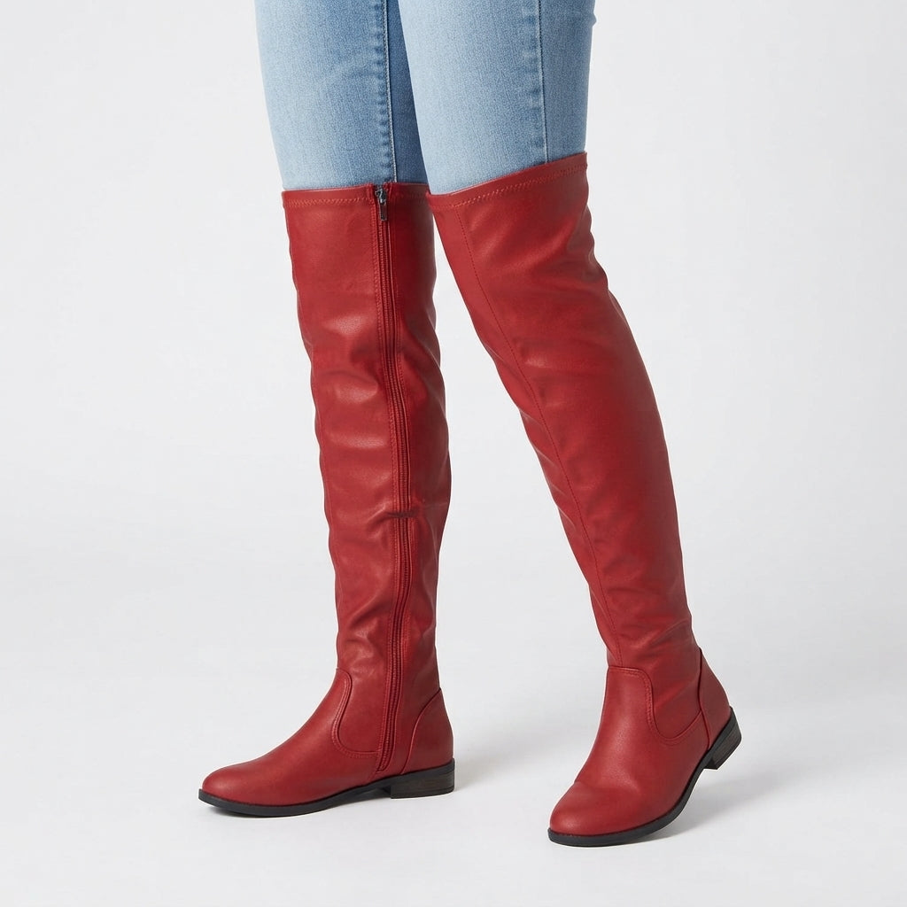 Botas de tacón alto ajustadas para mujer sobre la rodilla