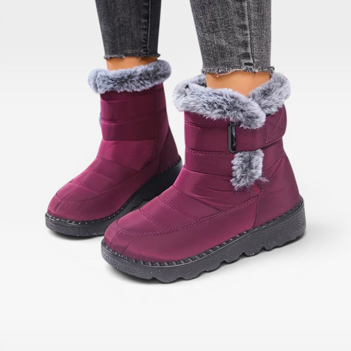 Botas de Invierno Acolchadas para Mujer – Botas de Nieve Impermeables con Forro de Piel Sintética