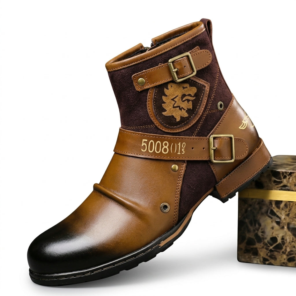 Botas de Cuero de Motociclista para Hombre