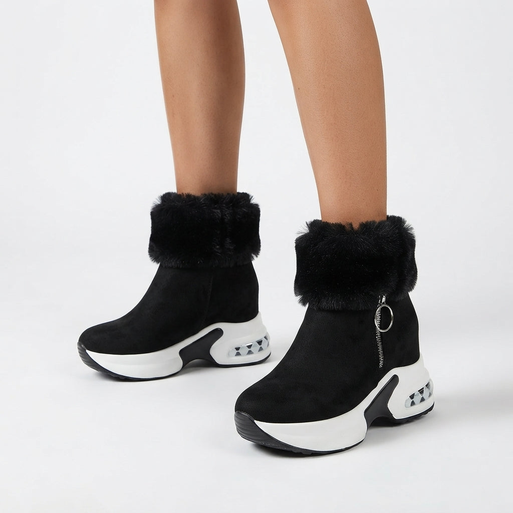 Botas de Tobillo de Plataforma de Piel Sintética para Mujer