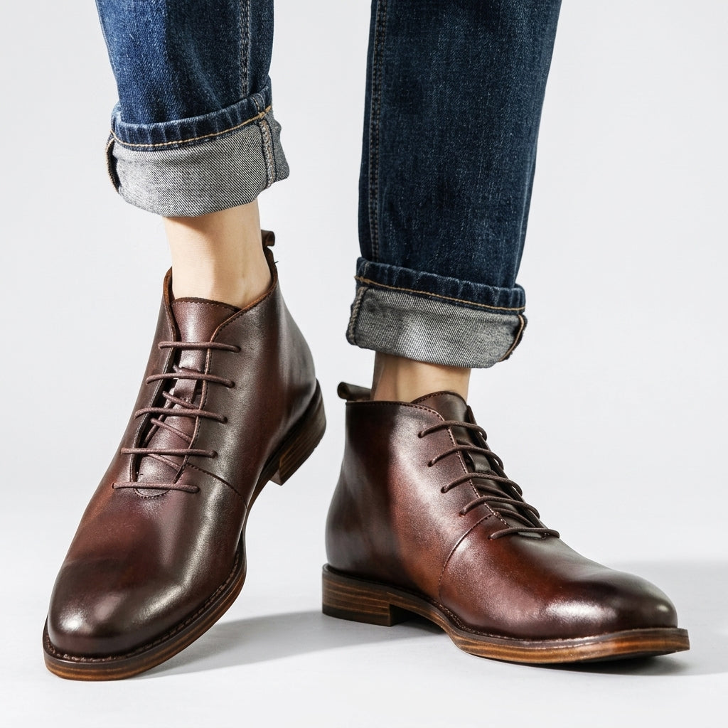 Botas de Cuero para Hombre Slip-on hasta el Tobillo