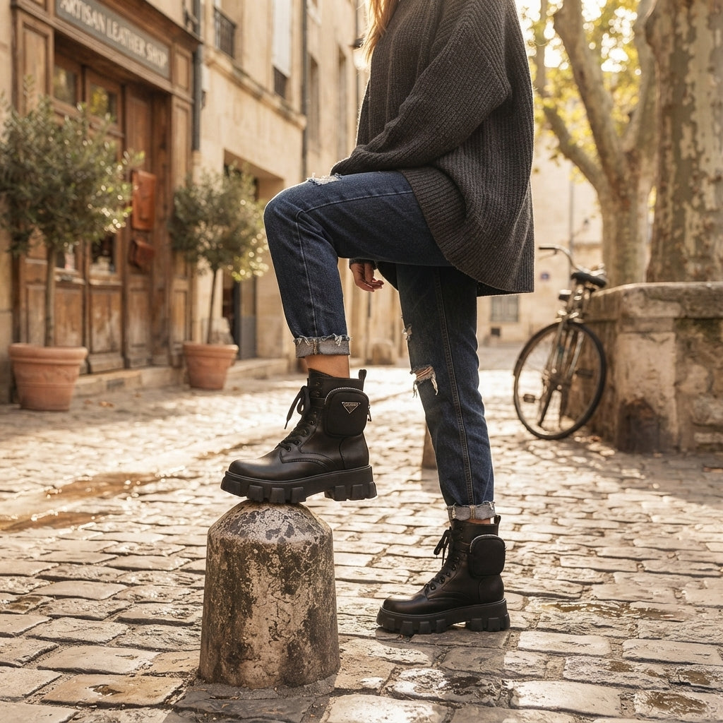 Botas de combate de plataforma estilo urbano para mujer