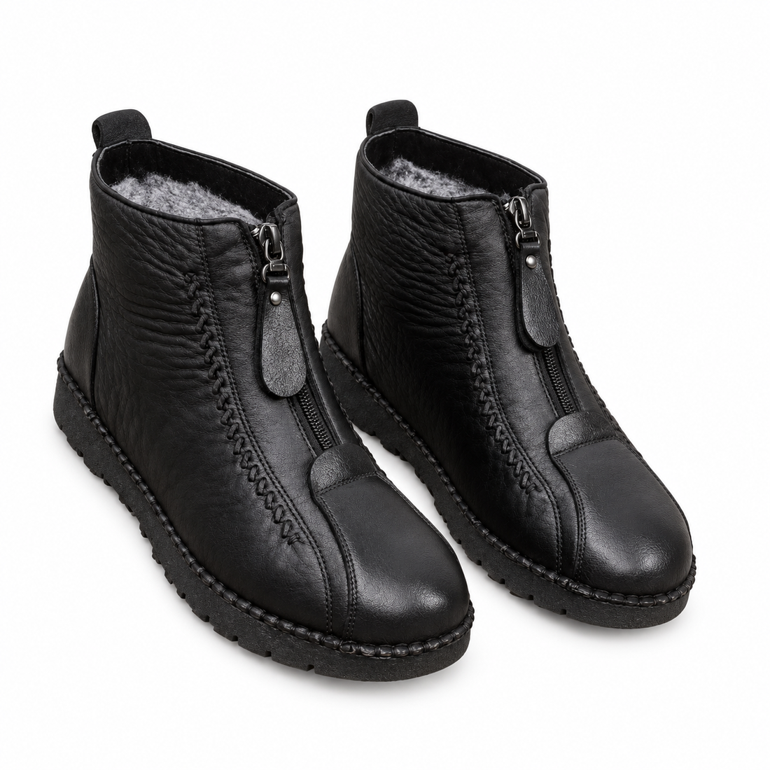 Botas de Tobillo de Cuero Forradas de Forro Polar para Mujeres