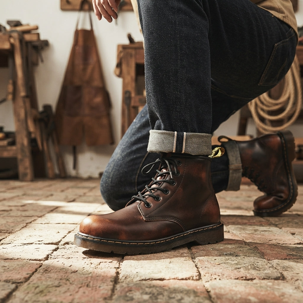 Botas de Combate de Cuero para Hombre