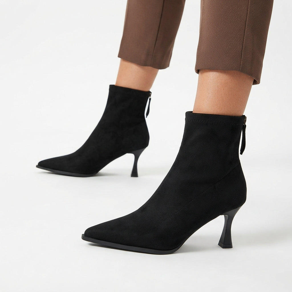 Botas de Tobillo de Tacón con Punta Fina para Mujeres