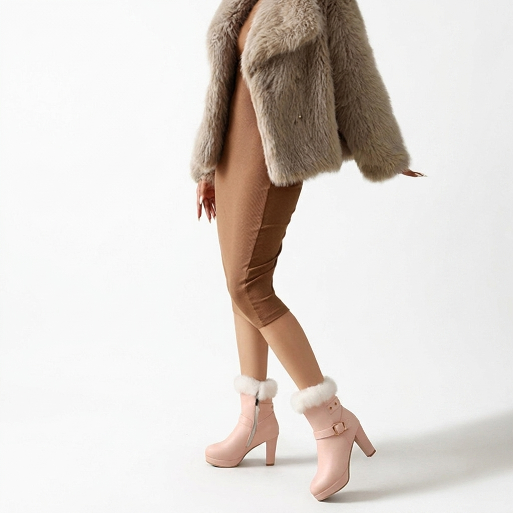 Botines de tacón alto con plataforma para mujer