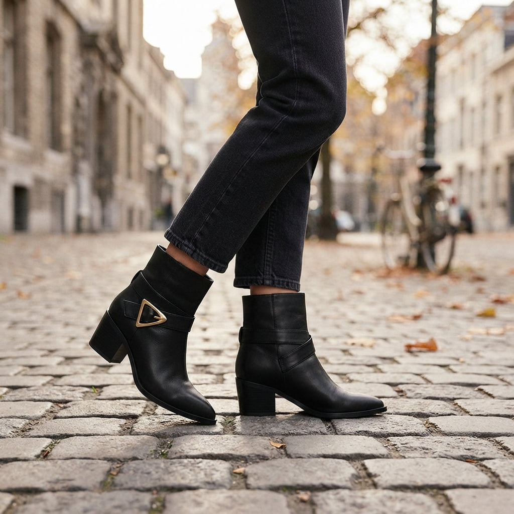 Botas de Tobillo Elegantes de Punta Fina para Mujeres