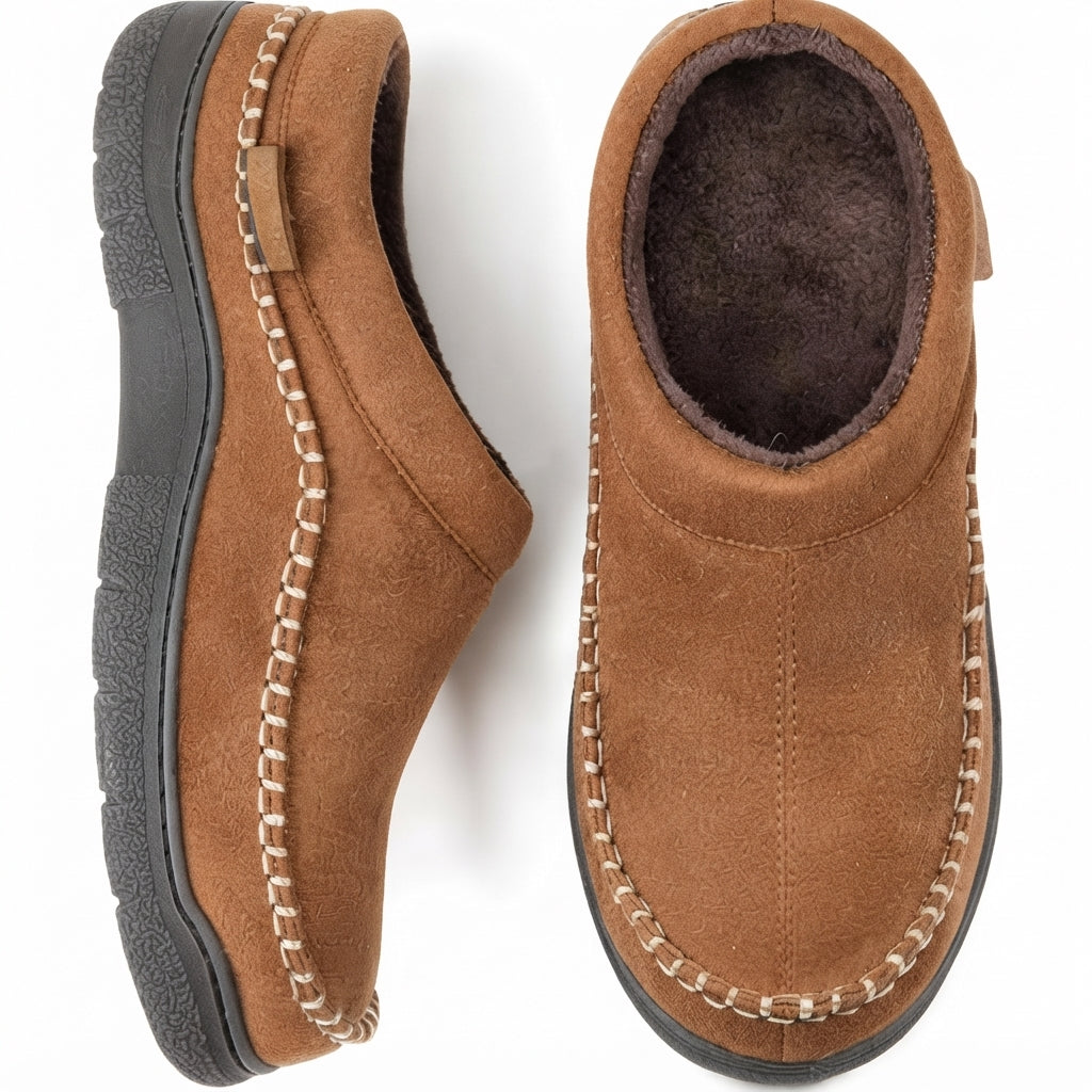 Zapatillas de Casa de Suede Ortopédicas para Hombre de Ajuste Ancho