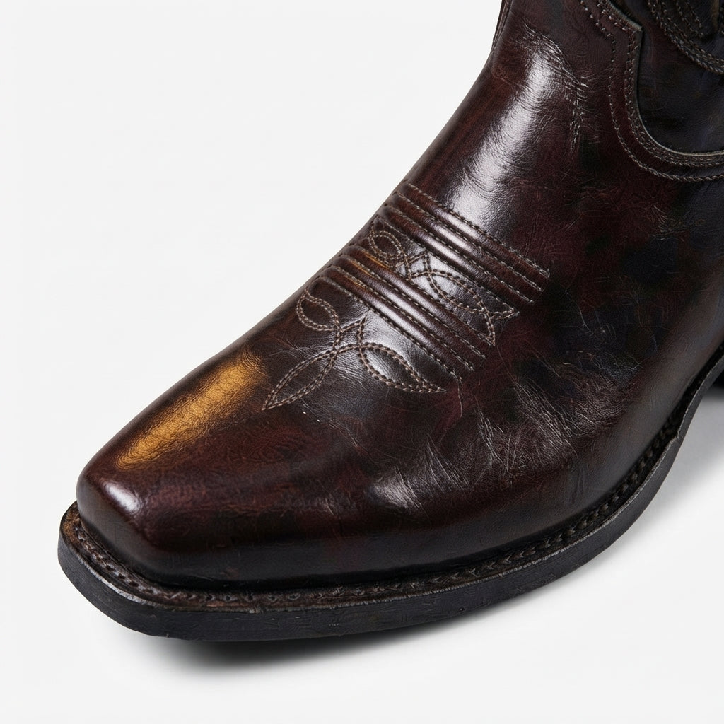 Botas de Cowboy de Cuero con Tacón para Hombre
