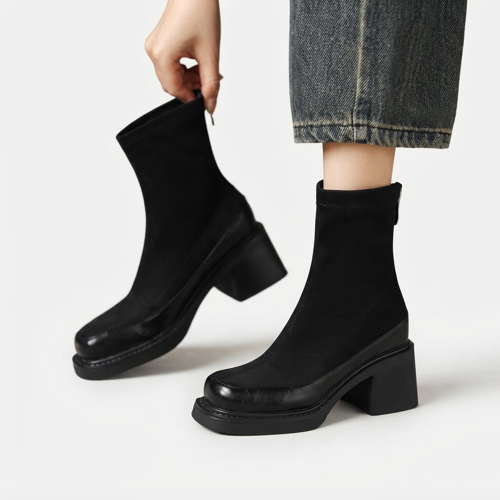 Botas de tobillo con tacón cómodas para mujer
