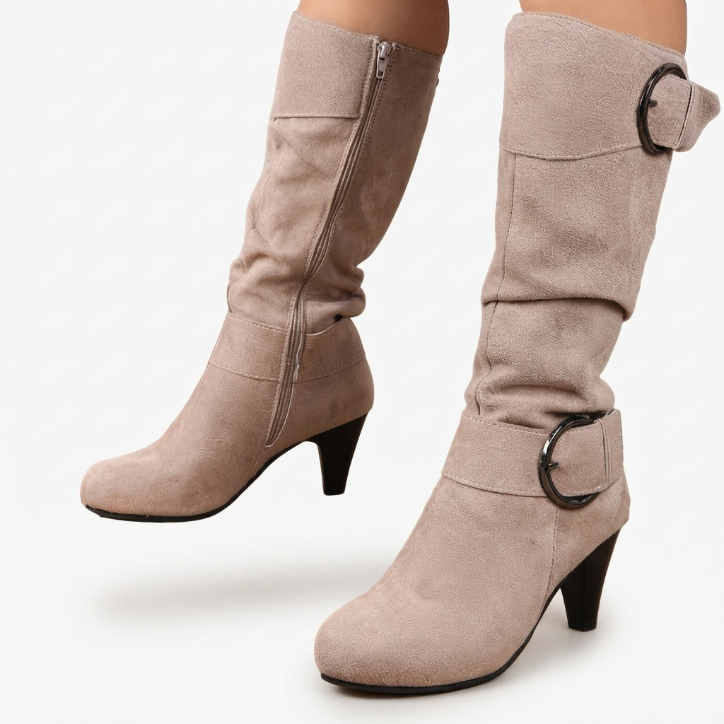 Botas de tacón alto caídas hasta la rodilla para mujer