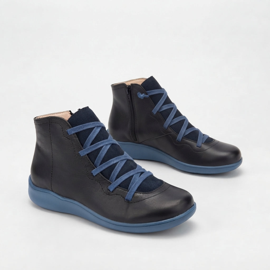 Botas de Cuero con Cordones para Mujeres, Cómodas