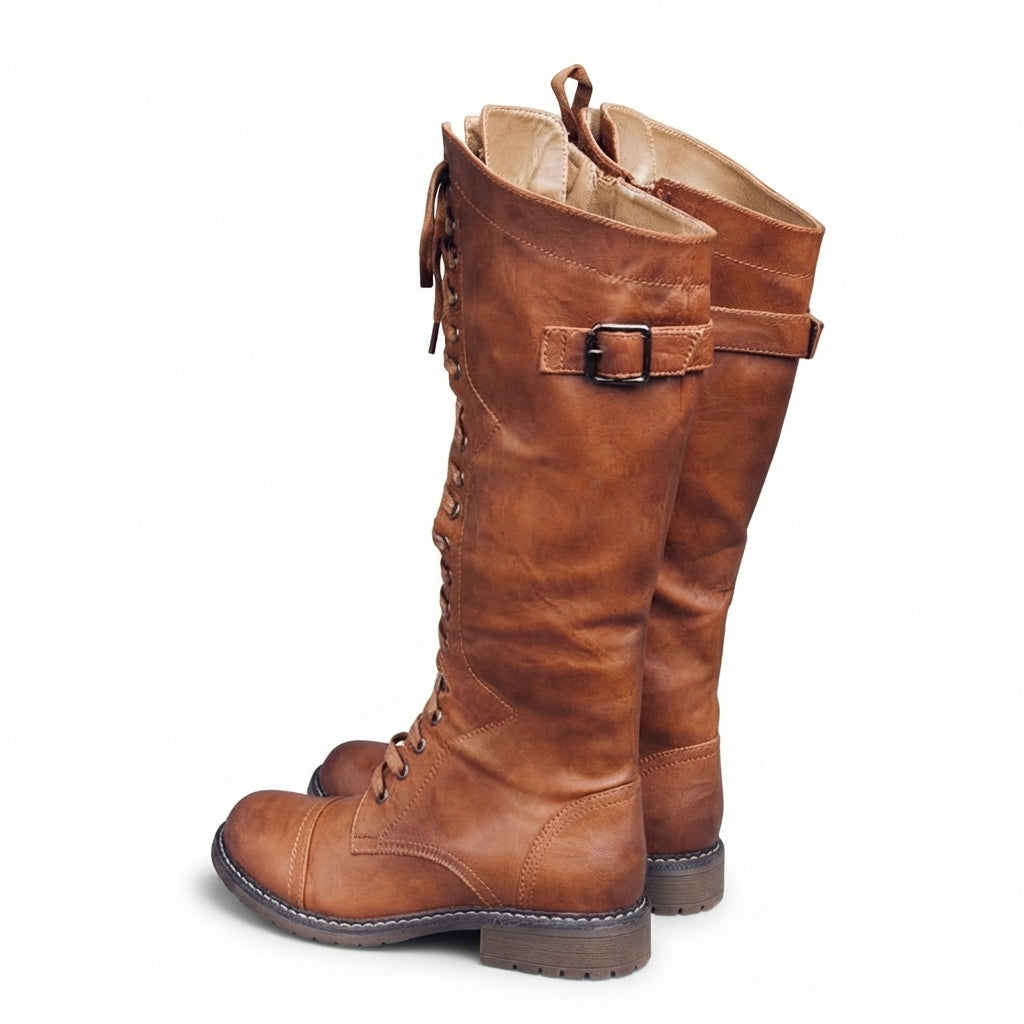 Botas Planas de Cuero Alto para Mujer