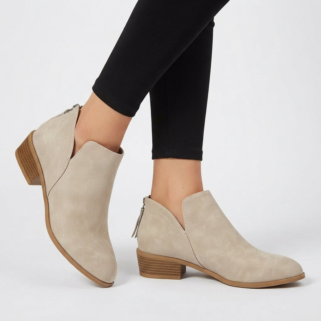 Botas de Tobillo con Tacón Cómodo y Punta Afiliada para Mujer