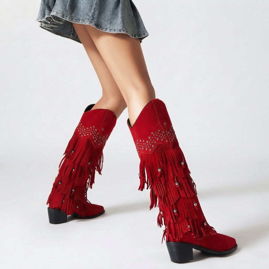 Botas de Cowboy de Ante hasta la Rodilla para Mujer