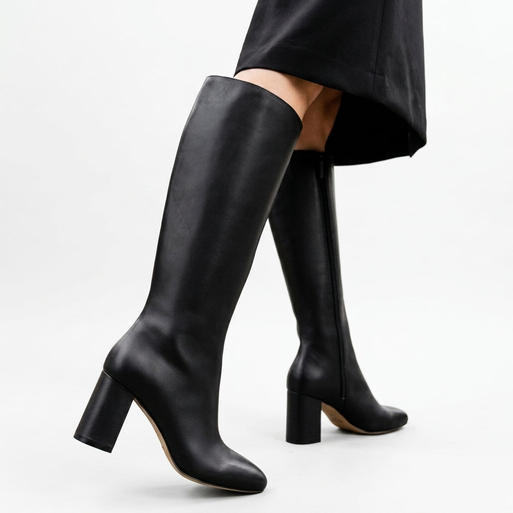 Botas de Cuero de Tacón Alto hasta la Rodilla para Mujeres