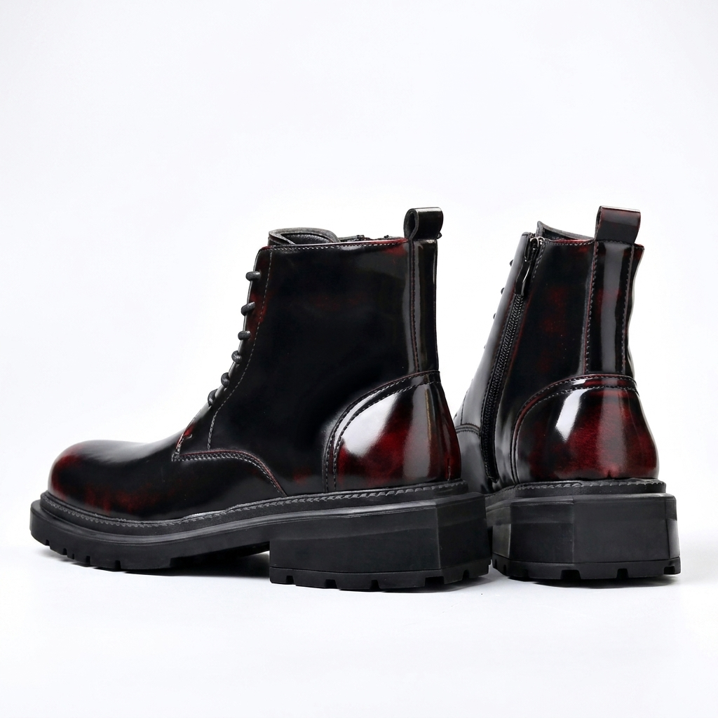 Botas de combate de cuero para hombre, tobilleras