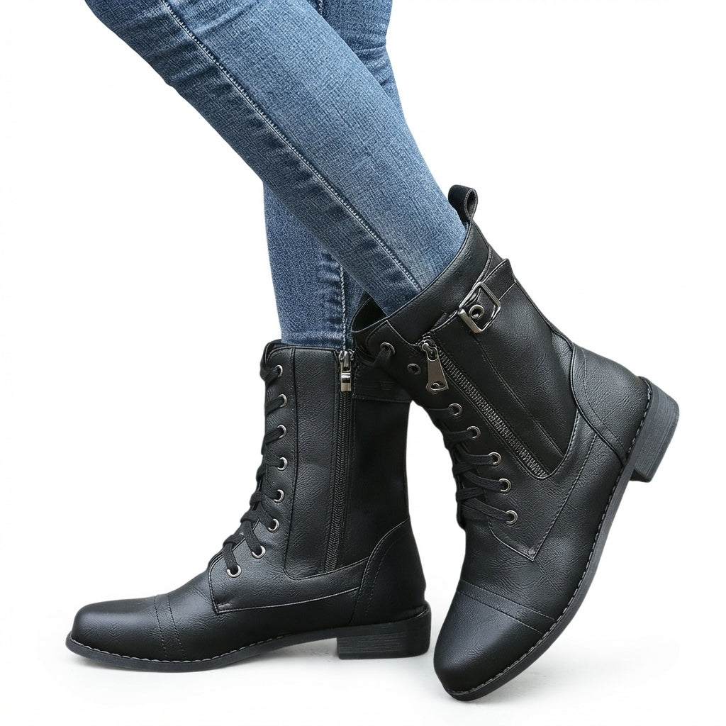 Botas de Biker Ortopédicas de Cordones para Mujeres