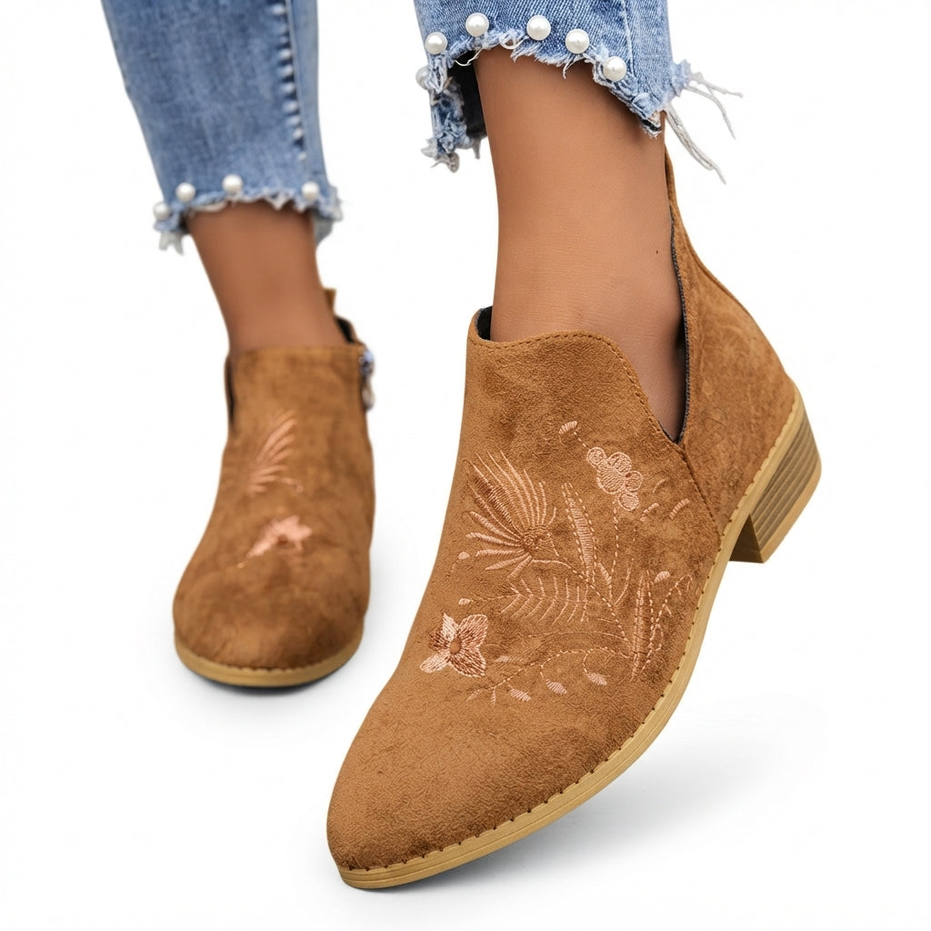 Botas de Tobillo con Tacón de Punta Elegante para Mujeres