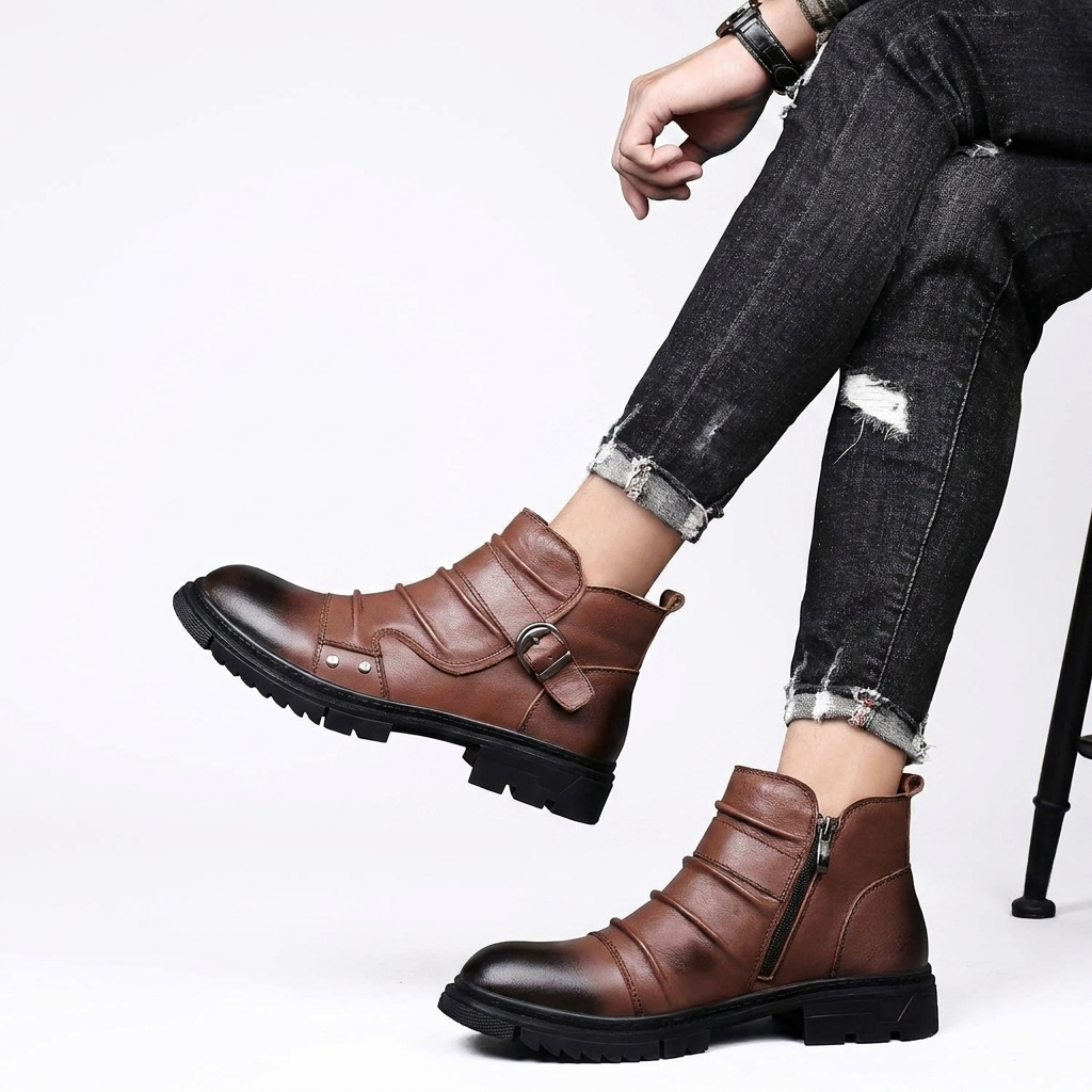 Botas de Cuero con Hebilla para Hombre