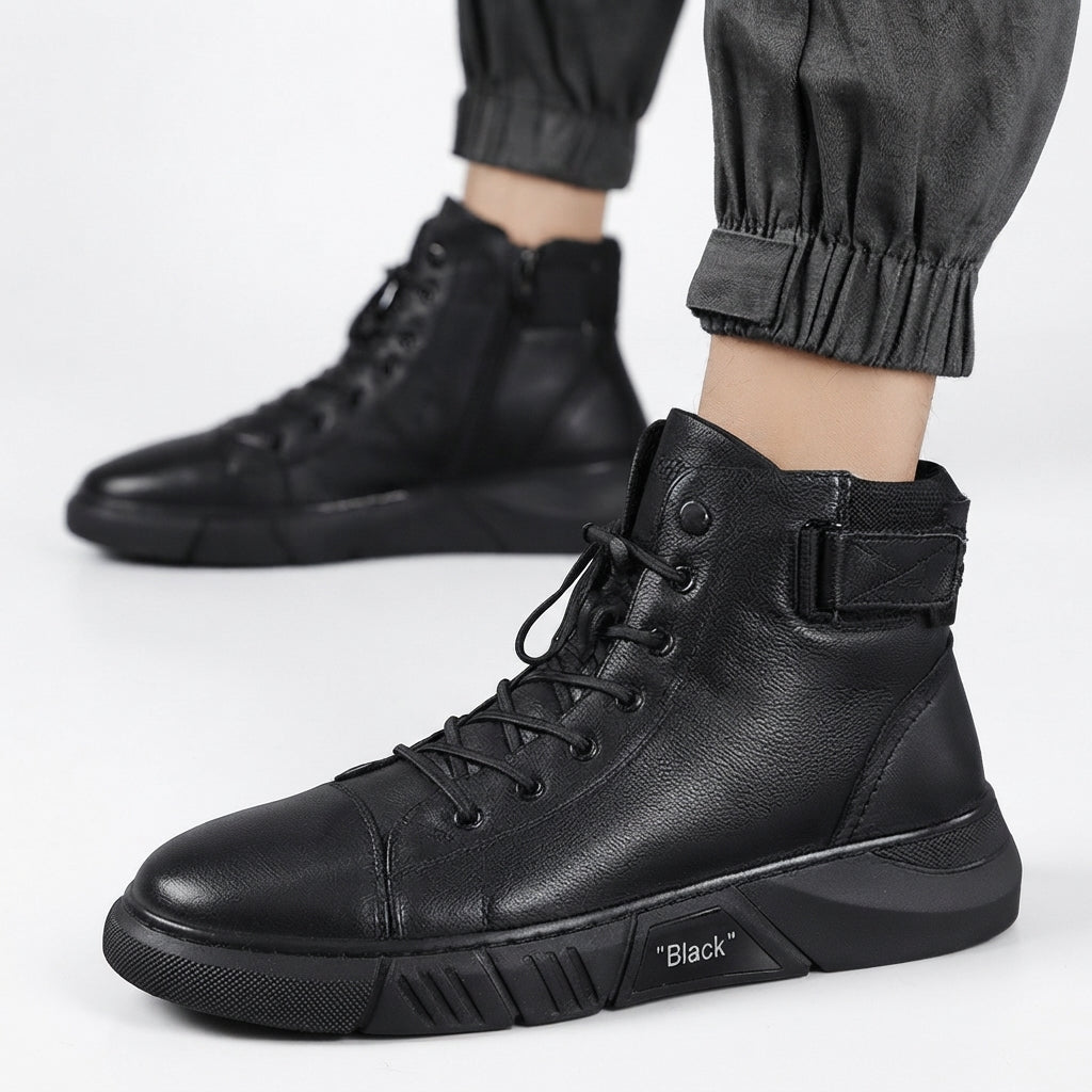 Botas de Cuero de Tobillo Relajadas para Hombre