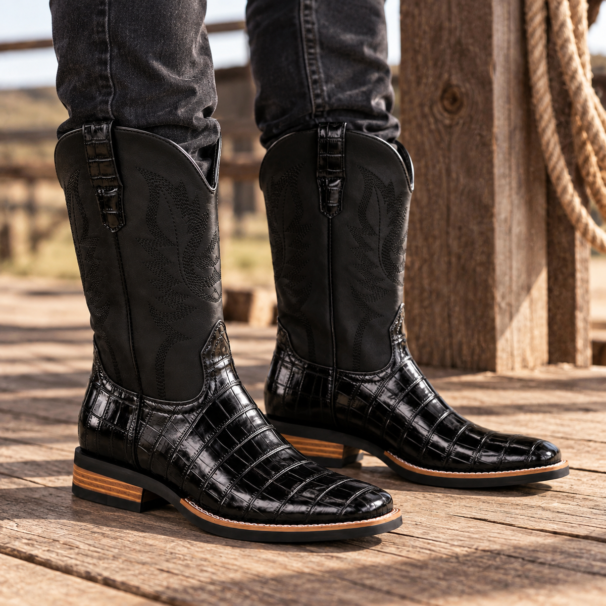 Botas de Cuero para Hombre Estilo Cowboy