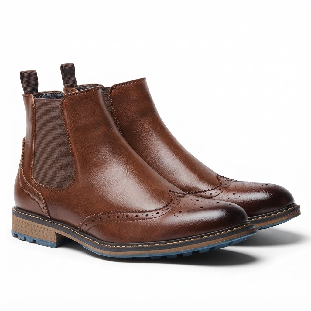 Botas Chelsea Brogue Pulidas para Hombre