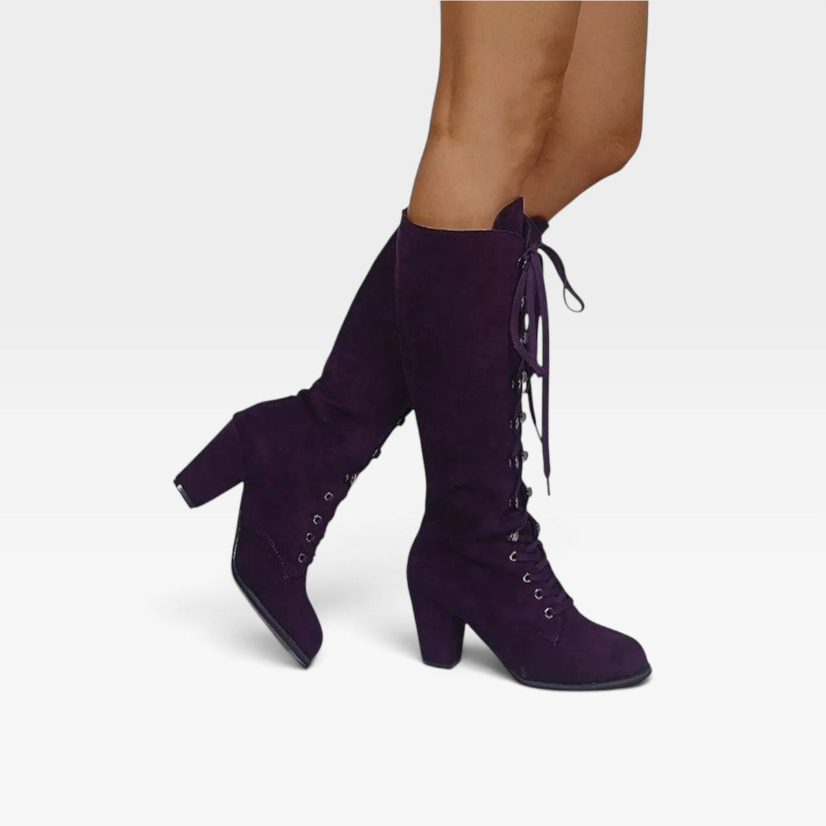 Botas de tacón cuadrado con cordones para mujer