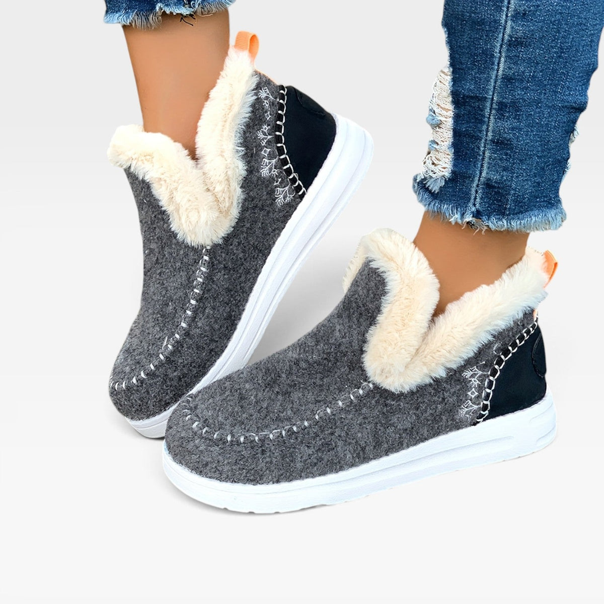 Botas de Tobillo Forradas de Forro Polar para Mujeres