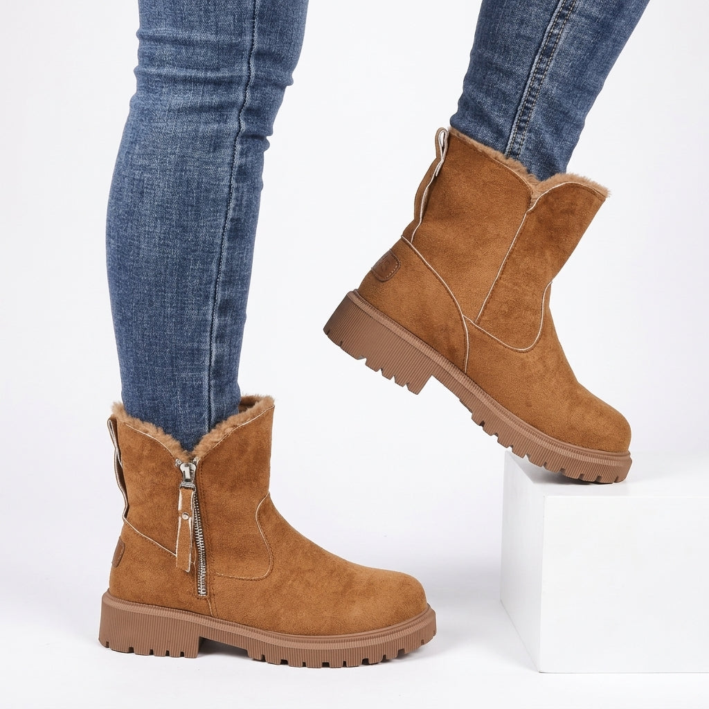 Botas de Tobillo de Ante Suave con Cierre Lateral para Mujer