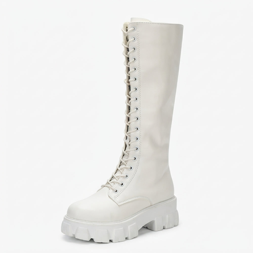 Botas de combate altas con plataforma para mujer