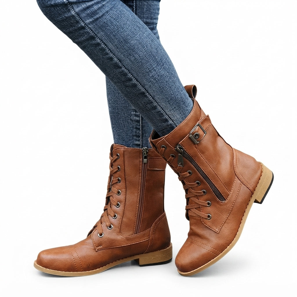 Botas de Biker Ortopédicas de Cordones para Mujeres
