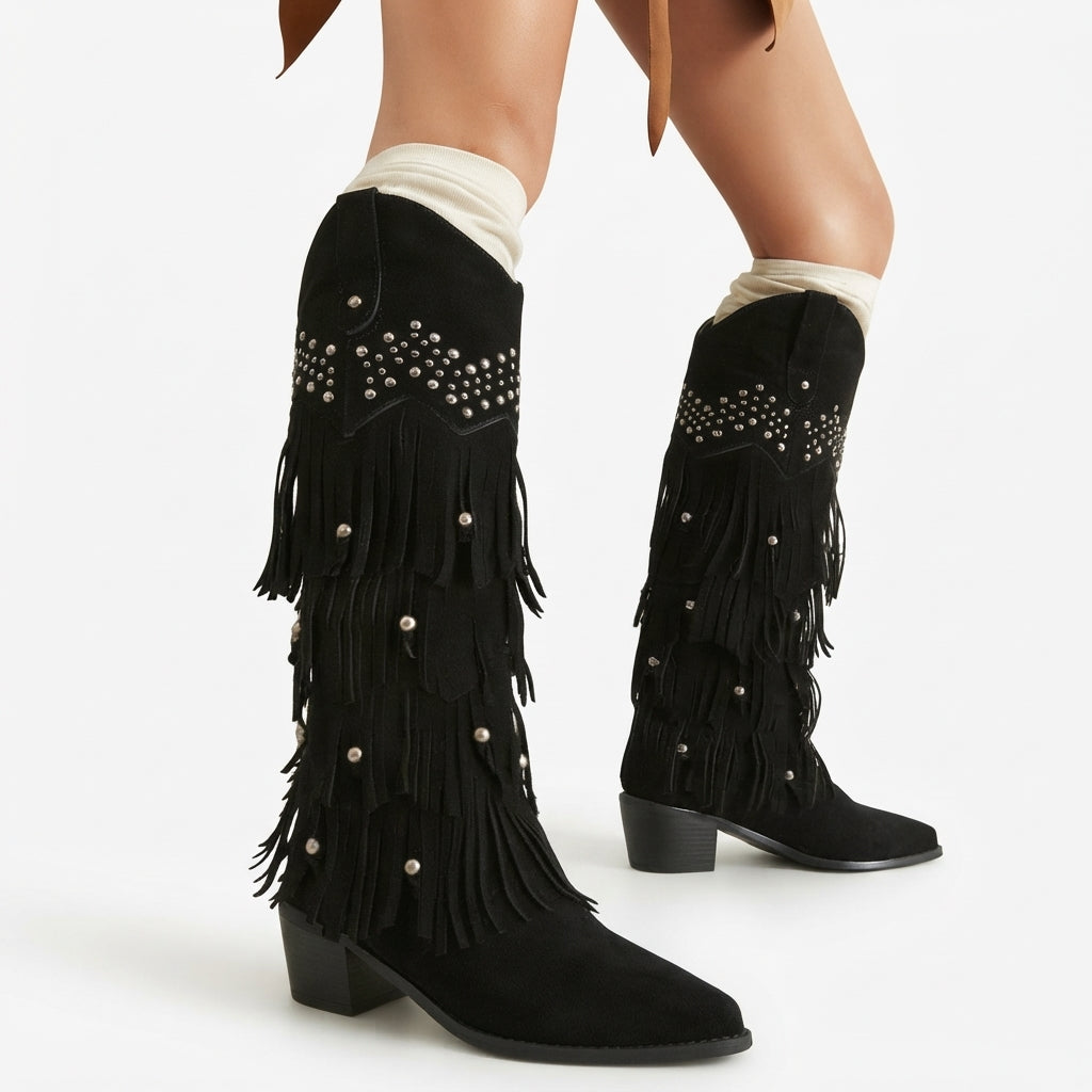 Botas de Cowboy de Ante hasta la Rodilla para Mujer