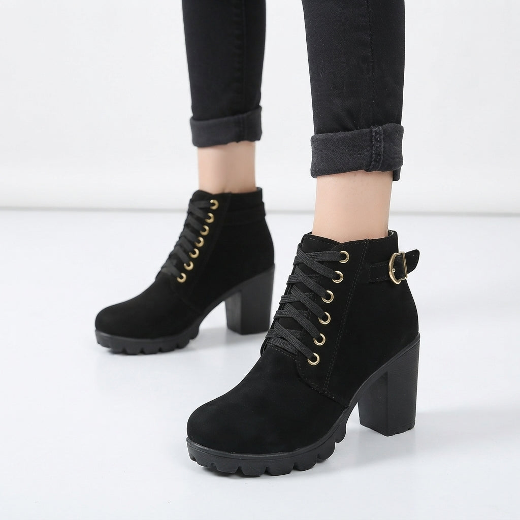 Botas de Tobillo con Plataforma de Tacón Cómodas para Mujer