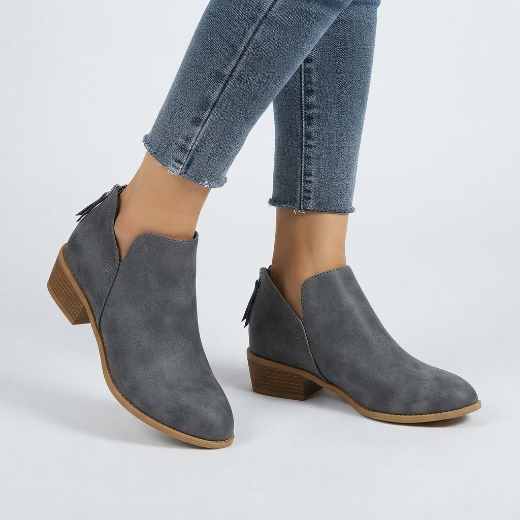 Botas de Tobillo con Tacón Cómodo y Punta Afiliada para Mujer
