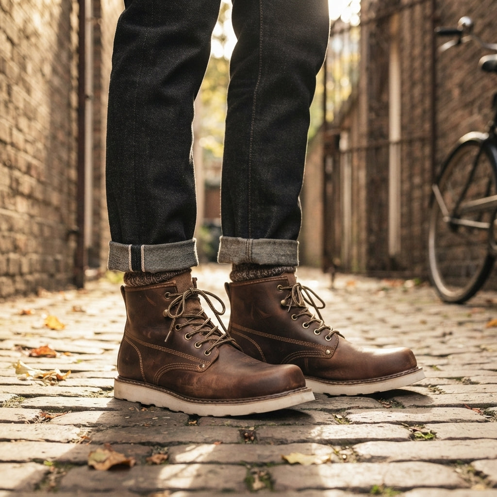 Botas de Cuero para Hombre con Cordones