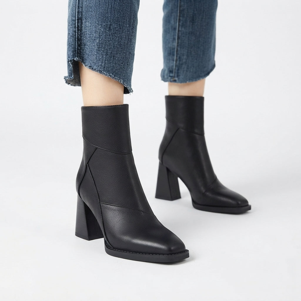 Botas de Tobillo Elegantes con Tacón para Mujeres