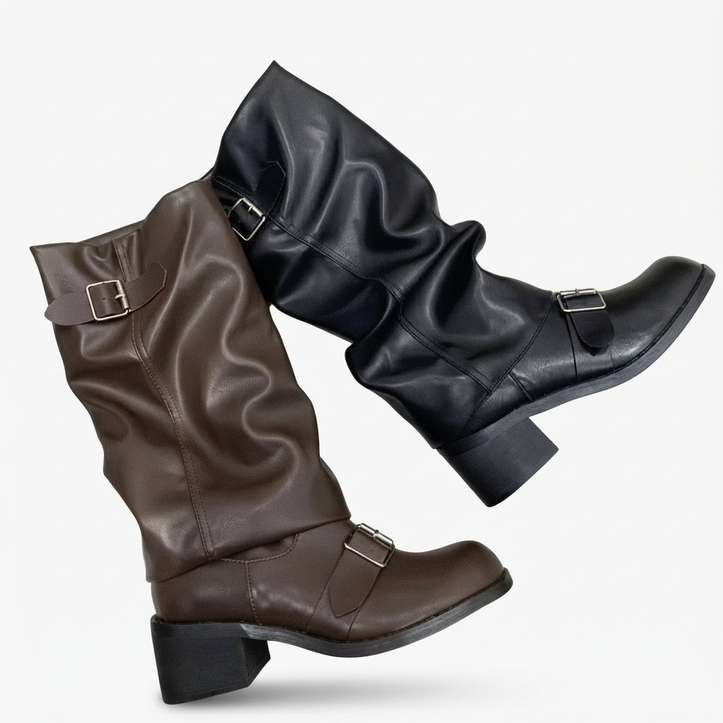 Botas de Tacón Alto con Hebilla hasta la Rodilla para Mujeres