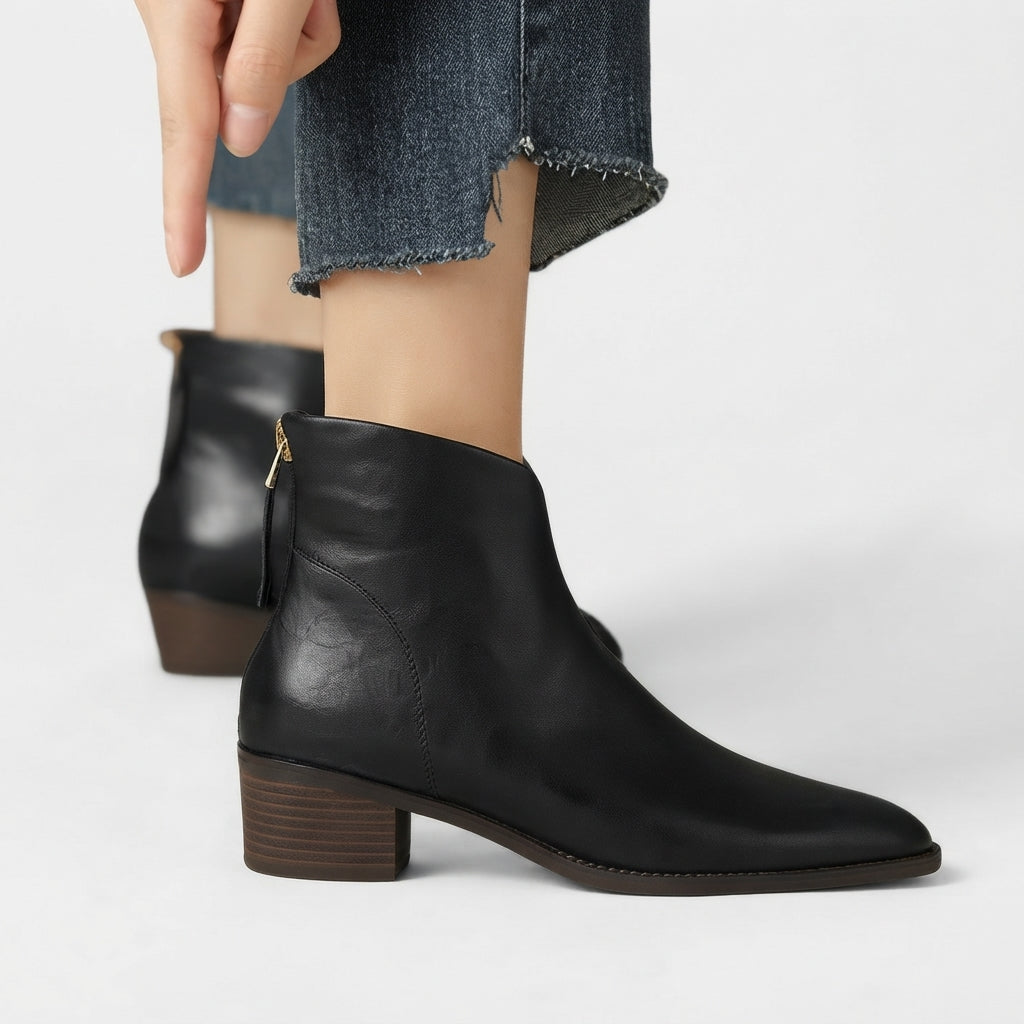 Botas de Cuero Elegantes con Punta Fina para Mujer