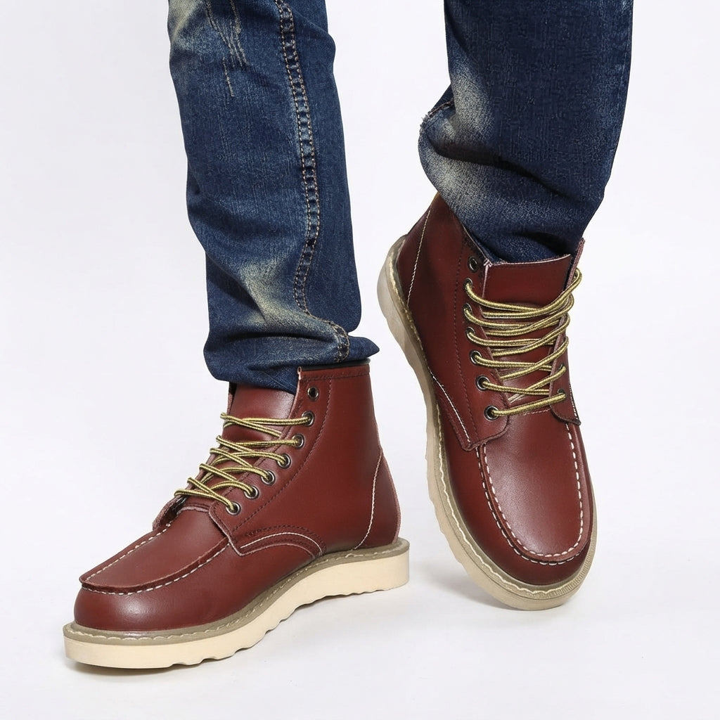Botas de Cuero para Hombre con Cordones hasta el Tobillo