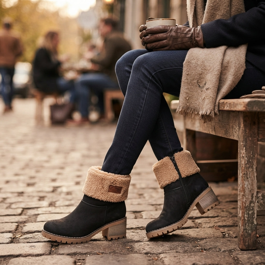 Botas de Tobillo con Tacón Acogedor para Mujeres